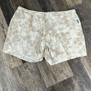 Old Navy loose fit drawstring shorts linen blend white cream elastic waist women